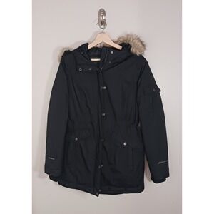 Eddie Bauer Down Faux Fur Hooded Zip Black Women's Jacket Size S